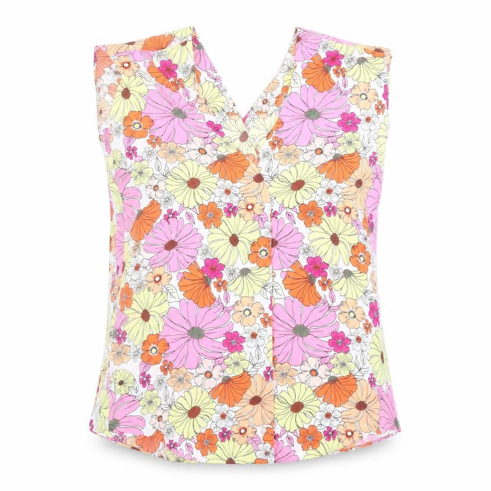 Front view of Marks & Spencer women’s multicoloured floral polyester basic blouse, size UK 6, v-neck