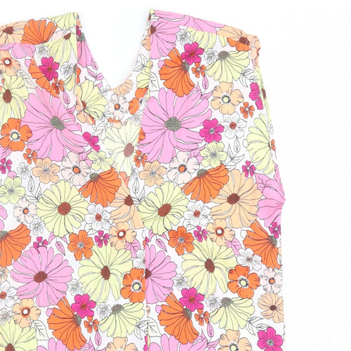Marks and Spencer Womens Multicoloured Floral Polyester Basic Blouse Size 6 V-Neck