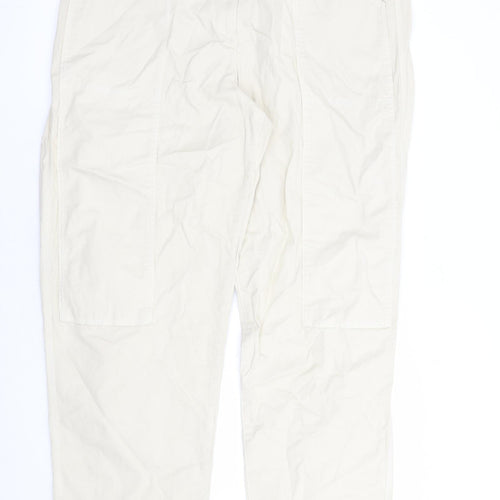 Marks and Spencer Womens Beige Cotton Straight Jeans Size 18 L30 in Regular Zip - Elasticated Waist