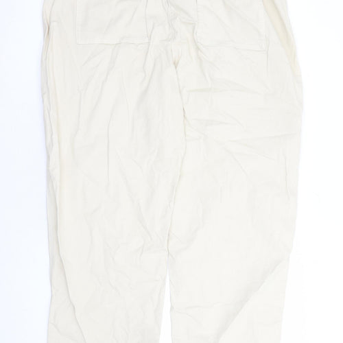 Marks and Spencer Womens Beige Cotton Straight Jeans Size 18 L30 in Regular Zip - Elasticated Waist