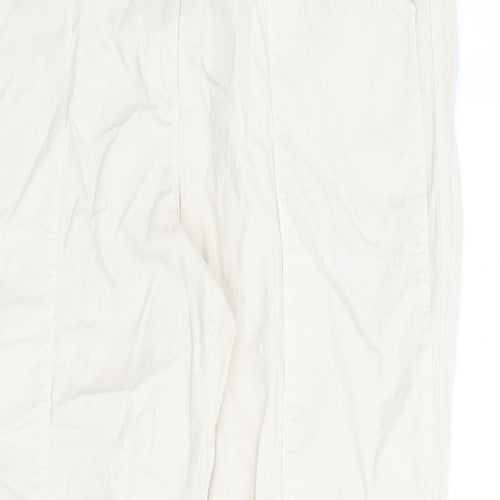 Marks and Spencer Womens Beige Cotton Straight Jeans Size 18 L30 in Regular Zip - Elasticated Waist
