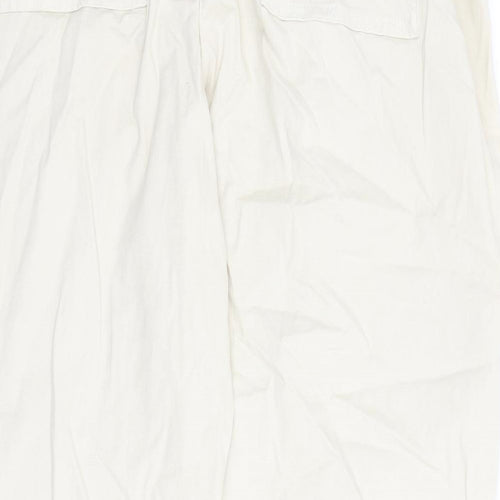 Marks and Spencer Womens Beige Cotton Straight Jeans Size 18 L30 in Regular Zip - Elasticated Waist