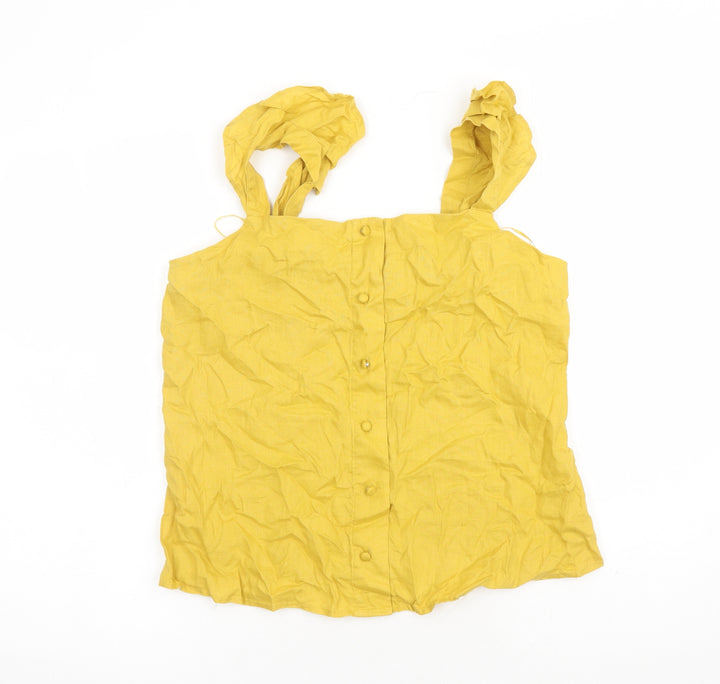 Marks and Spencer Womens Yellow Flax Camisole Tank Size 12 Square Neck