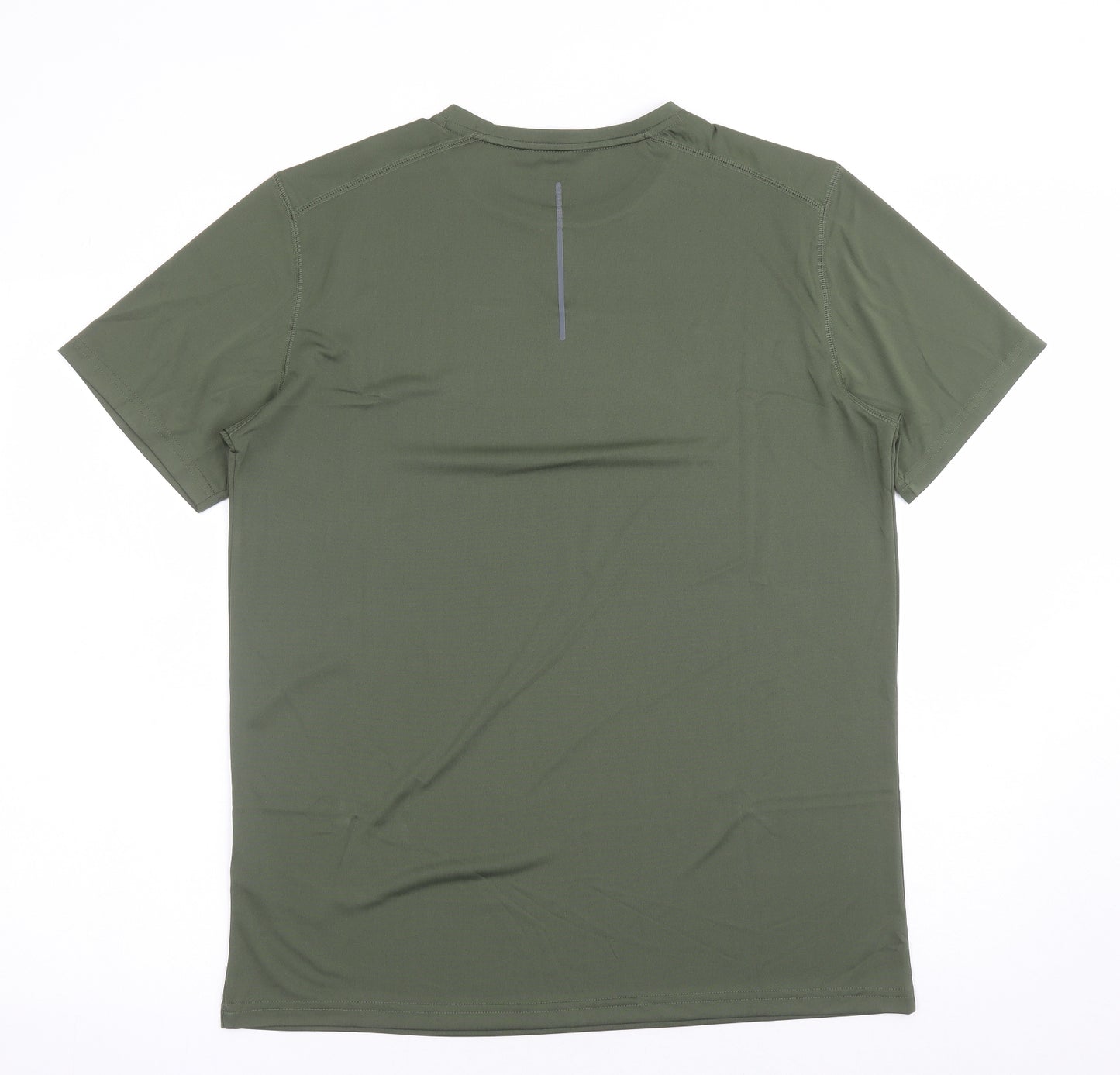 GOODMOVE Mens Green Polyester Basic T-Shirt Size L Crew Neck Pullover