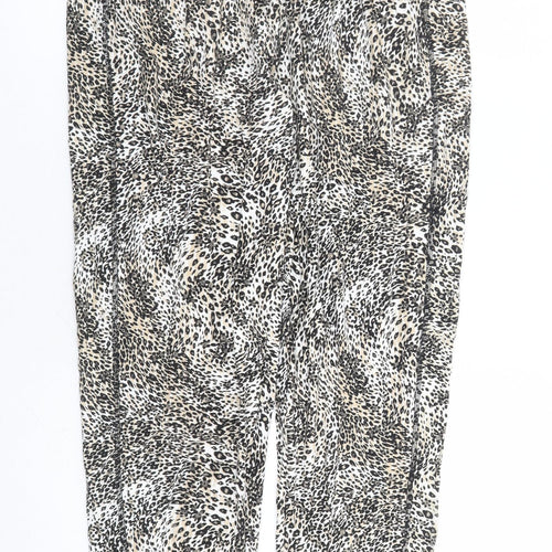 Marks and Spencer Womens Brown Animal Print Viscose Carrot Leggings Size 8 L29 in - Elasticated Waist Long Leg Leopard Pattern