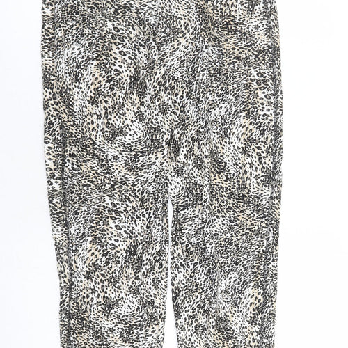 Marks and Spencer Womens Brown Animal Print Viscose Carrot Leggings Size 8 L29 in - Elasticated Waist Long Leg Leopard Pattern