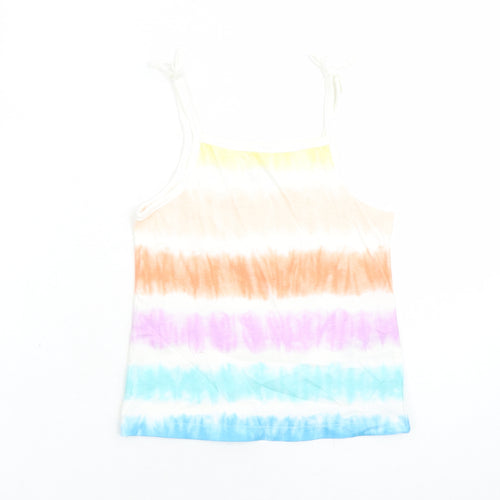 Marks and Spencer Girls Multicoloured Cotton Camisole Tank Size 4-5 Years Square Neck Tie - Tie Dye Effect