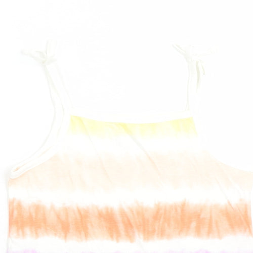 Marks and Spencer Girls Multicoloured Cotton Camisole Tank Size 4-5 Years Square Neck Tie - Tie Dye Effect