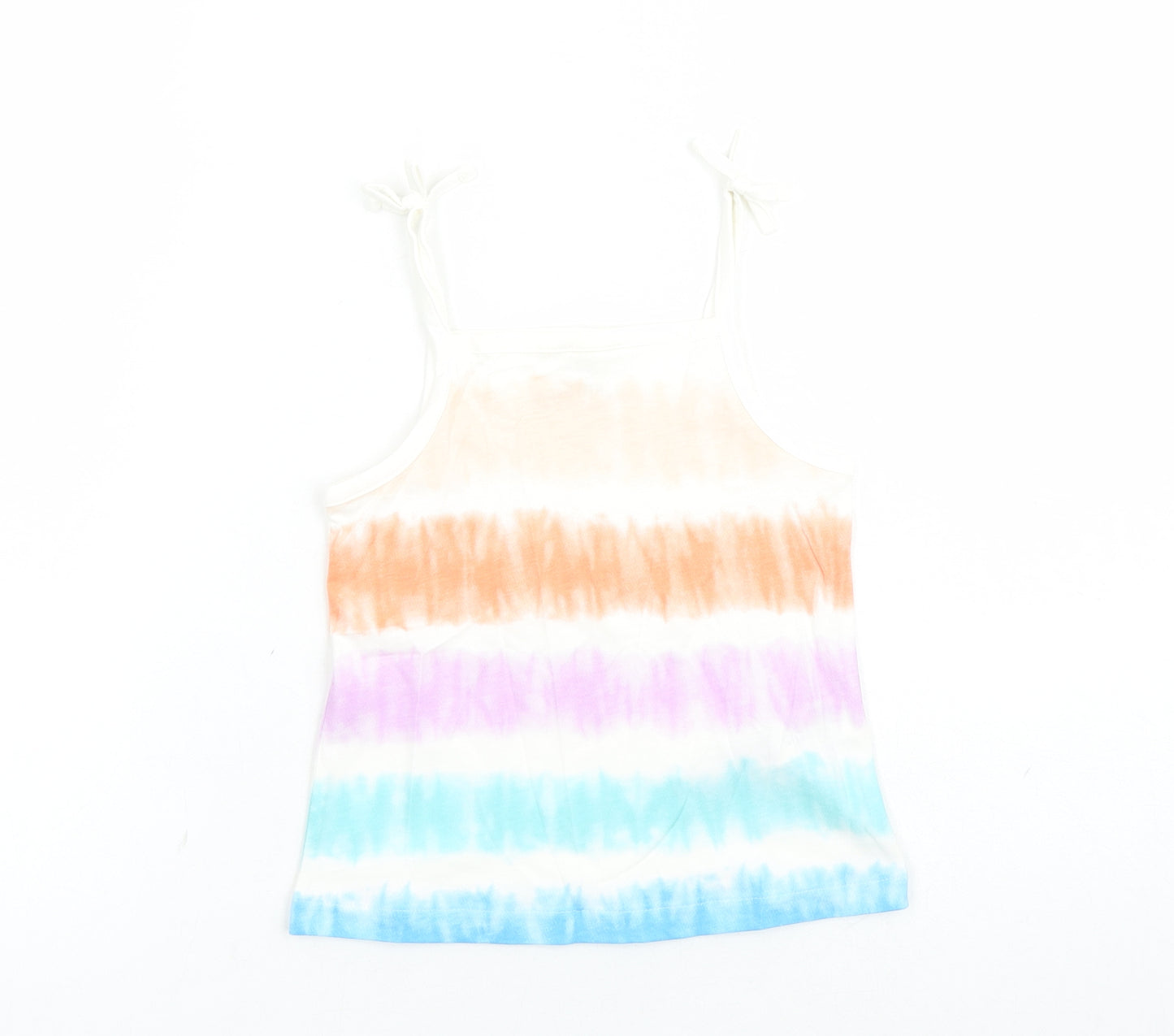 Marks and Spencer Girls Multicoloured Cotton Camisole Tank Size 3-4 Years Square Neck Tie - Tie Dye Effect
