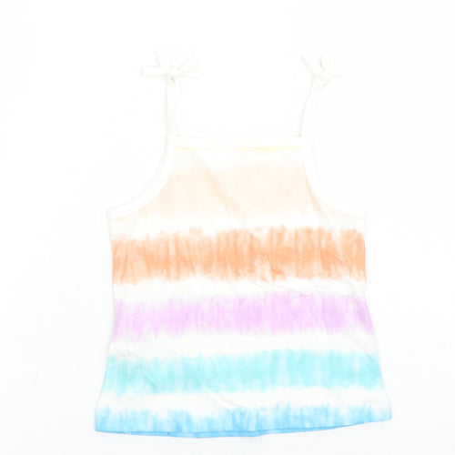 Marks and Spencer Girls Multicoloured Cotton Camisole Tank Size 3-4 Years Square Neck Tie - Tie Dye Effect
