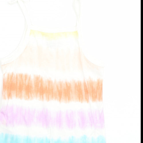Marks and Spencer Girls Multicoloured Cotton Camisole Tank Size 4-5 Years Square Neck Tie - Tie Dye Effect