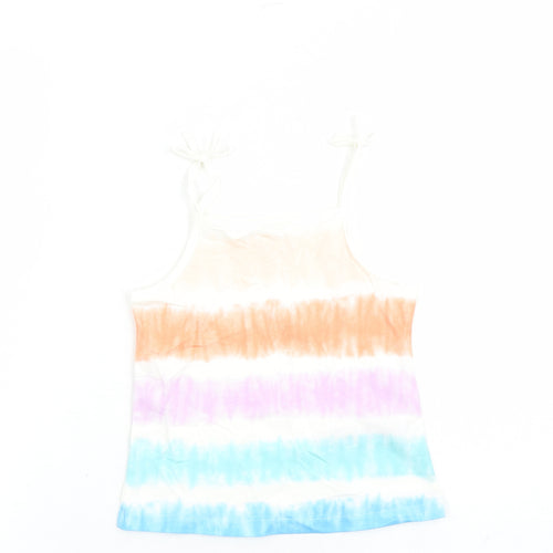 Marks and Spencer Girls Multicoloured Cotton Camisole Tank Size 3-4 Years Square Neck Tie - Tie Dye Effect