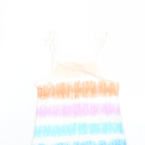Marks and Spencer Girls Multicoloured Cotton Camisole Tank Size 2-3 Years Square Neck Tie - Tie Dye Effect