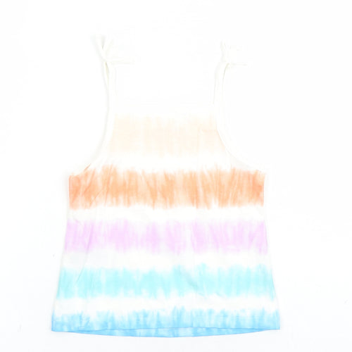 Marks and Spencer Girls Multicoloured Cotton Camisole Tank Size 2-3 Years Square Neck Tie - Tie Dye Effect