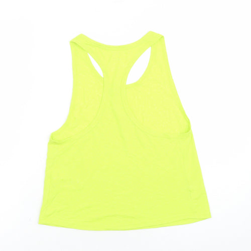 GOODMOVE Womens Green Geometric Polyester Camisole Tank Size 8 Round Neck Pullover