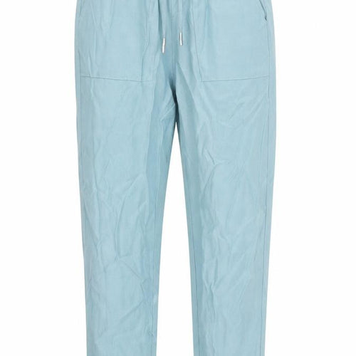 Marks and Spencer Womens Blue Lyocell Chino Trousers Size 8 L30 in Regular Drawstring - Elasticated Waist Long Leg
