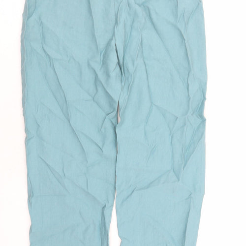 Marks and Spencer Womens Blue Lyocell Chino Trousers Size 8 L30 in Regular Drawstring - Elasticated Waist Long Leg