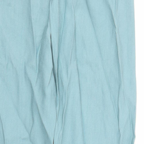 Marks and Spencer Womens Blue Lyocell Chino Trousers Size 8 L30 in Regular Drawstring - Elasticated Waist Long Leg