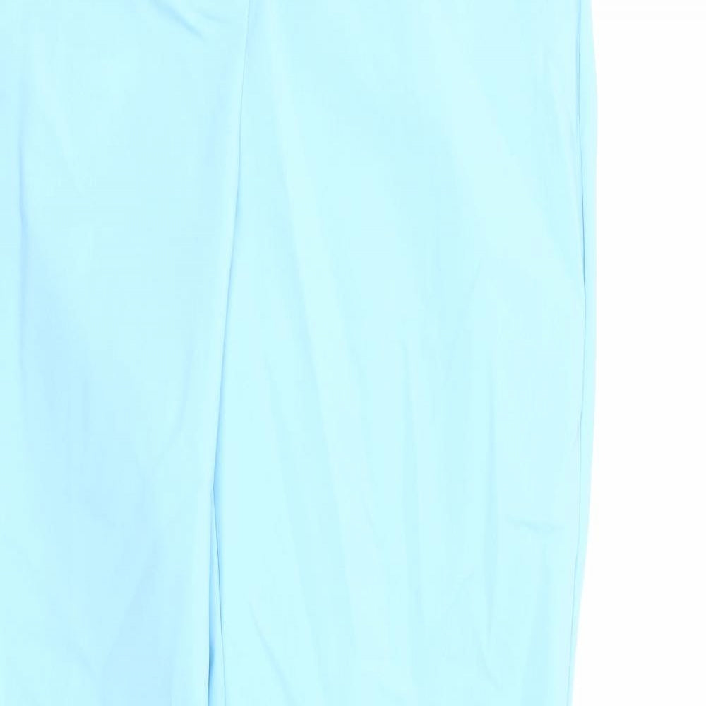Marks and Spencer Womens Blue Cotton Trousers Size 8 L31 in Regular Zip - Elasticated Waist Ankle Grazer