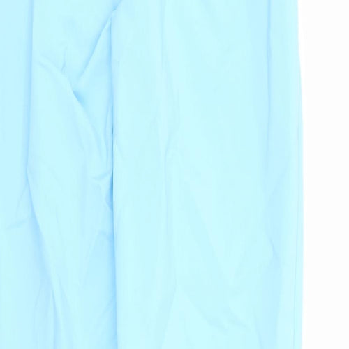 Marks and Spencer Womens Blue Cotton Trousers Size 8 L31 in Regular Zip - Elasticated Waist Ankle Grazer