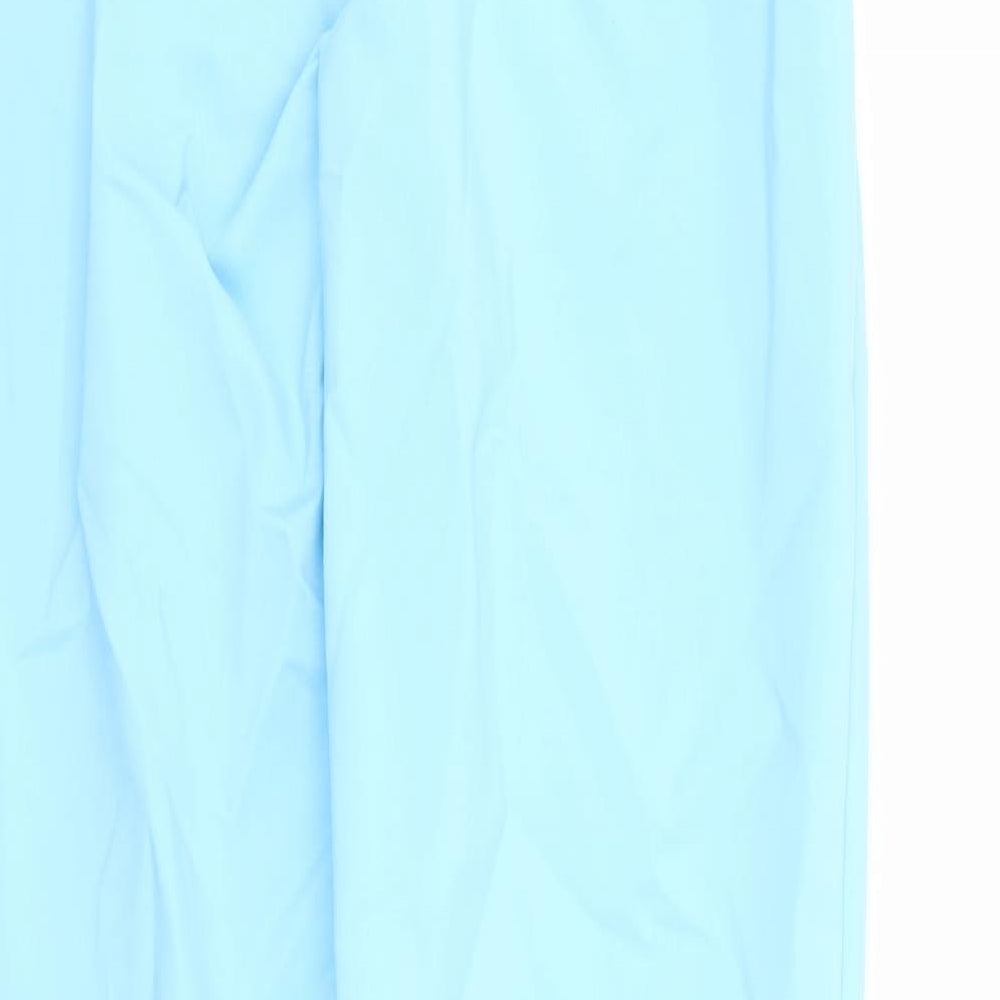 Marks and Spencer Womens Blue Cotton Trousers Size 8 L31 in Regular Zip - Elasticated Waist Ankle Grazer