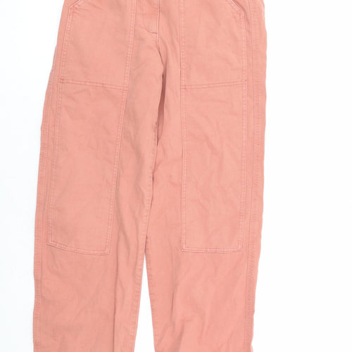 Marks and Spencer Womens Orange Cotton Straight Jeans Size 6 L27 in Regular Zip - Elasticated Waist