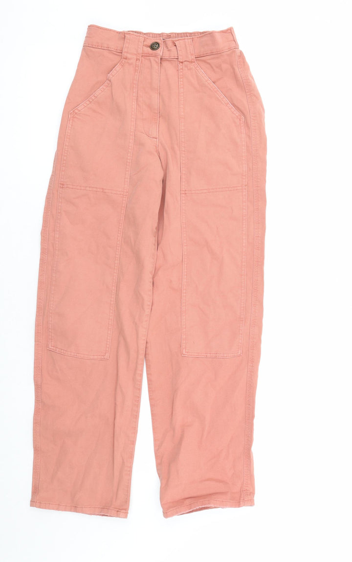 Marks and Spencer Womens Orange Cotton Straight Jeans Size 6 L27 in Regular Zip - Elasticated Waist