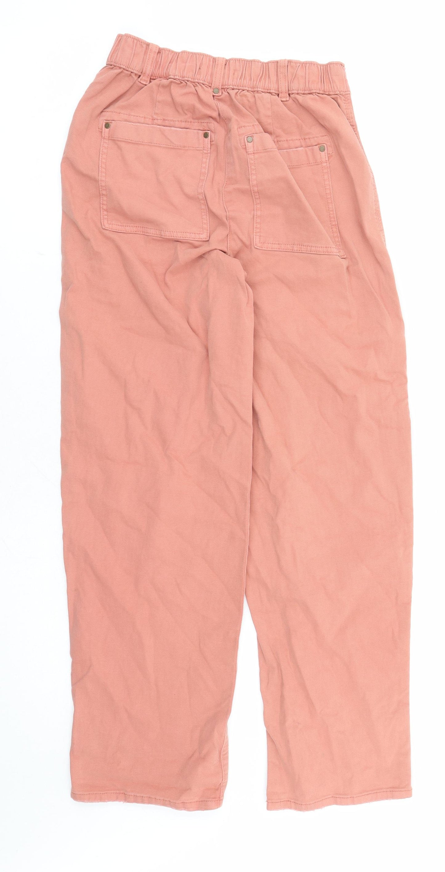 Marks and Spencer Womens Orange Cotton Straight Jeans Size 6 L27 in Regular Zip - Elasticated Waist