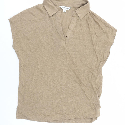 Autograph Womens Brown Flax Basic Polo Size 6 Collared