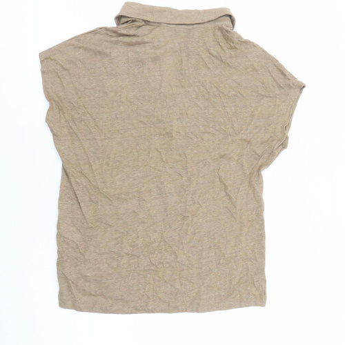 Autograph Womens Brown Flax Basic Polo Size 6 Collared