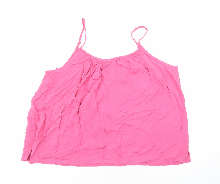 Marks and Spencer Womens Pink Viscose Camisole Tank Size 20 Round Neck