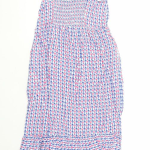 Marks and Spencer Womens Blue Geometric Viscose Slip Dress Size 14 V-Neck Pullover