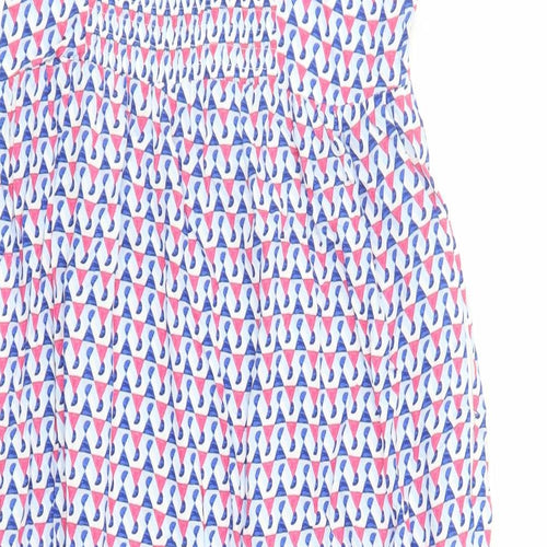 Marks and Spencer Womens Blue Geometric Viscose Slip Dress Size 14 V-Neck Pullover