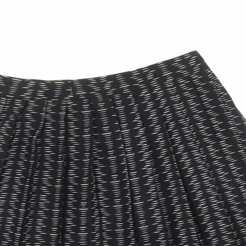 Marks and Spencer Womens Black Geometric Polyester Pleated Skirt Size 14 Zip
