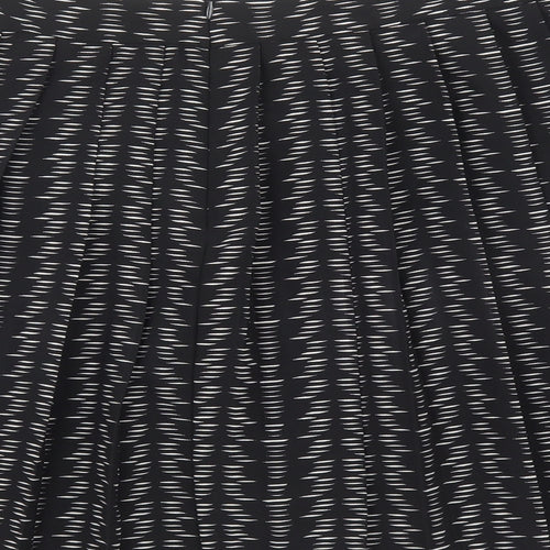 Marks and Spencer Womens Black Geometric Polyester Pleated Skirt Size 14 Zip