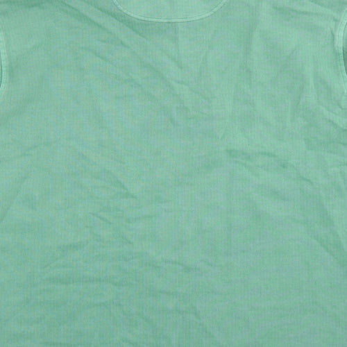 Marks and Spencer Mens Green Striped Cotton Henley Sweatshirt Size XL