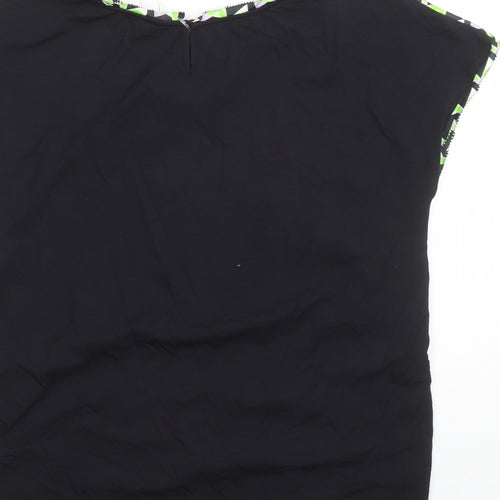 Marks and Spencer Womens Black Geometric Polyester Basic T-Shirt Size 8 Round Neck
