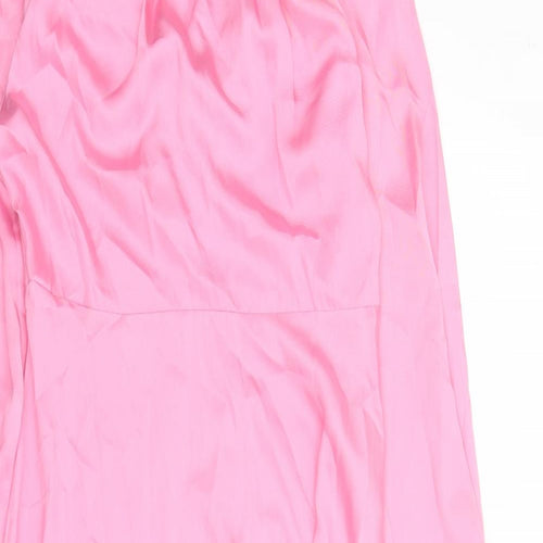 Marks and Spencer Womens Pink Polyester A-Line Size 12 Round Neck Zip