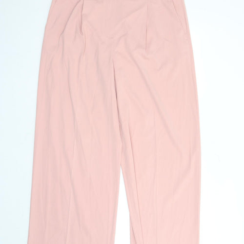Marks and Spencer Womens Pink Polyester Trousers Size 18 L31 in Regular Zip