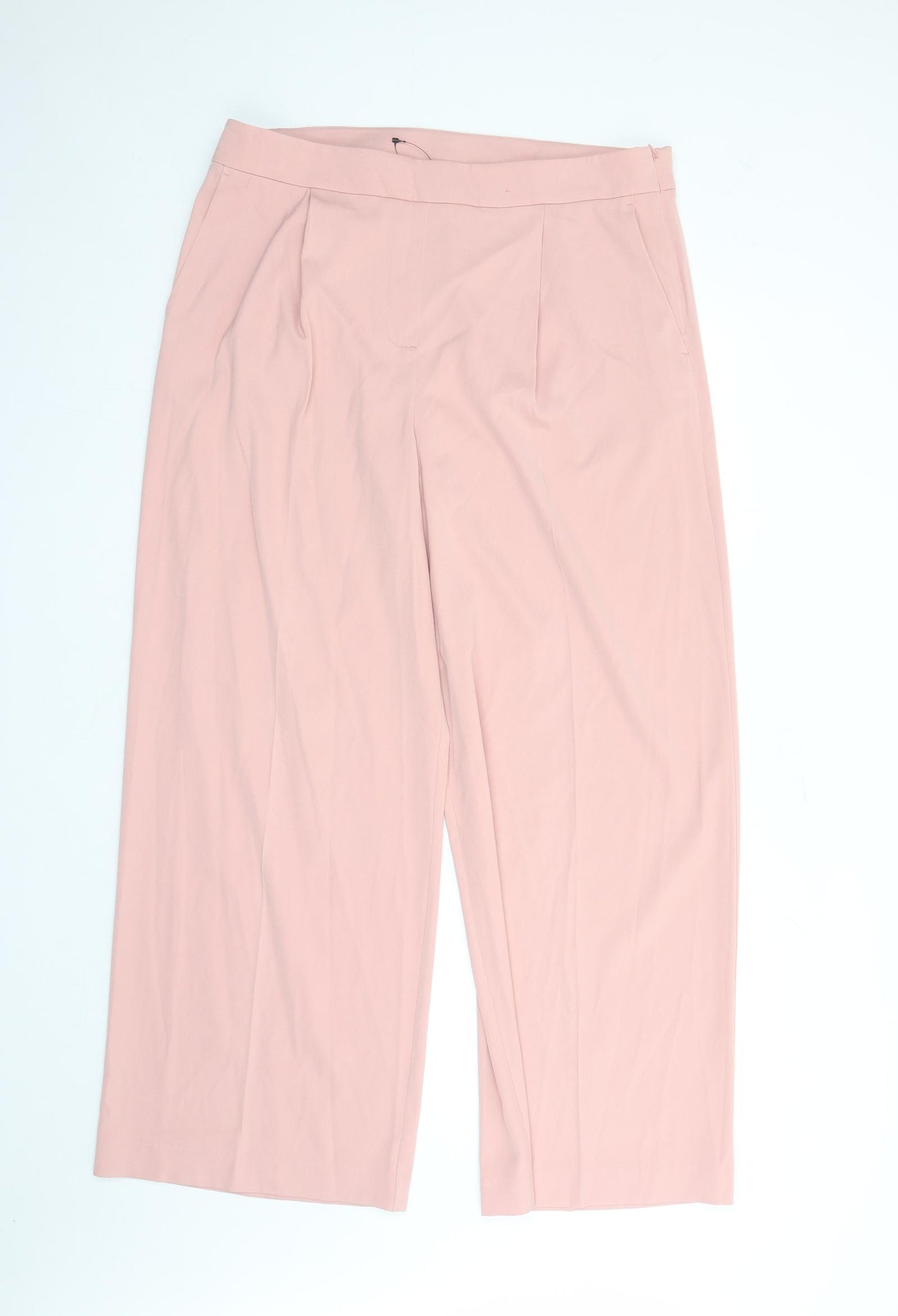Marks and Spencer Womens Pink Polyester Trousers Size 18 L31 in Regular Zip