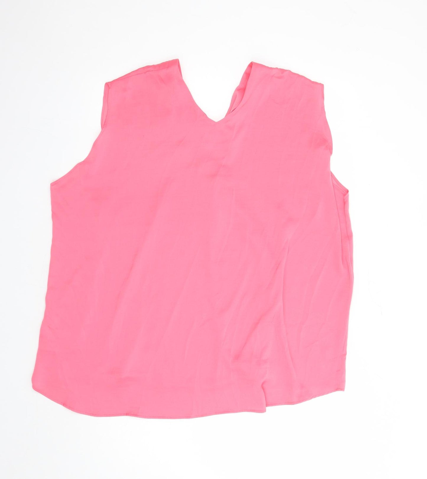 Marks and Spencer Womens Pink Polyester Basic Blouse Size 24 V-Neck