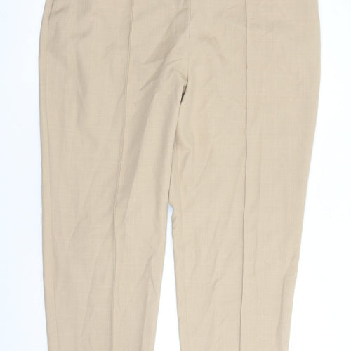 Marks and Spencer Womens Beige Polyester Trousers Size 22 L28 in Regular - Elasticated Waist