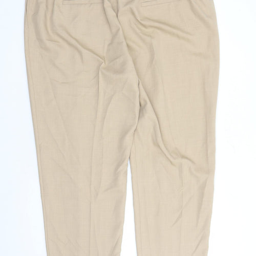 Marks and Spencer Womens Beige Polyester Trousers Size 22 L28 in Regular - Elasticated Waist