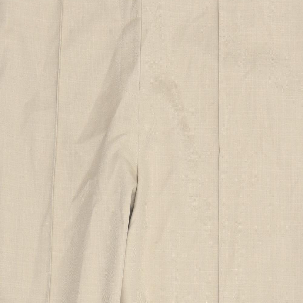 Marks and Spencer Womens Beige Polyester Trousers Size 22 L28 in Regular - Elasticated Waist
