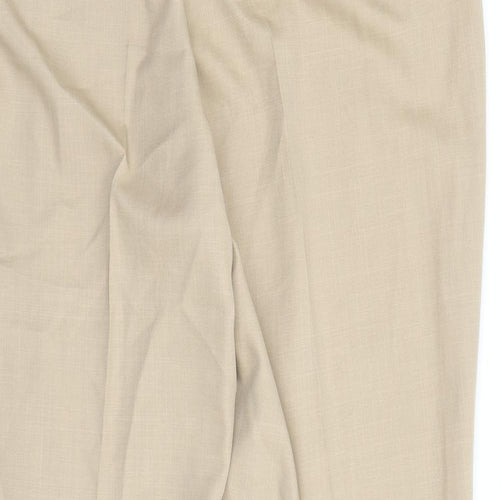 Marks and Spencer Womens Beige Polyester Trousers Size 22 L28 in Regular - Elasticated Waist