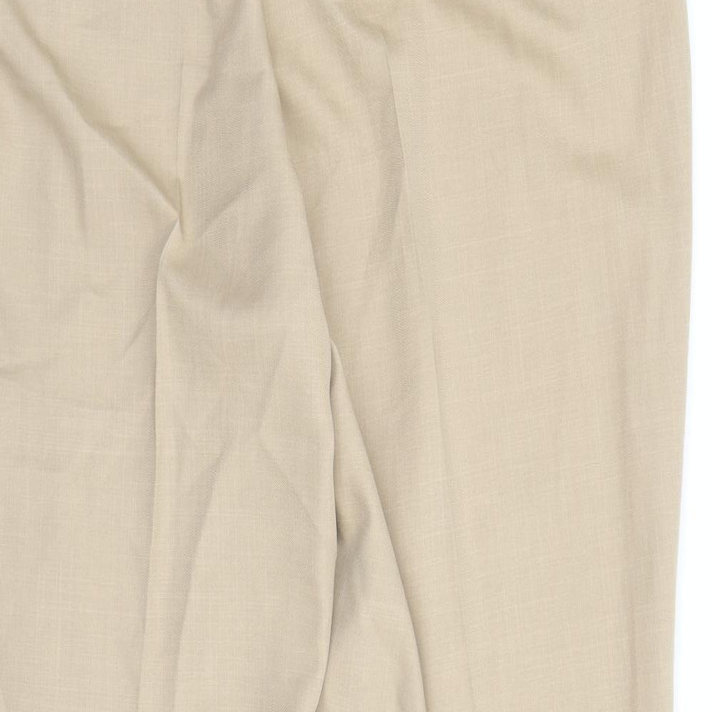Marks and Spencer Womens Beige Polyester Trousers Size 22 L28 in Regular - Elasticated Waist