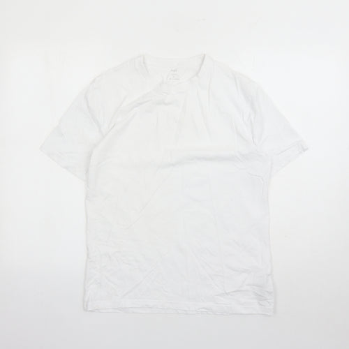 Marks and Spencer Mens White Cotton T-Shirt Size M Crew Neck