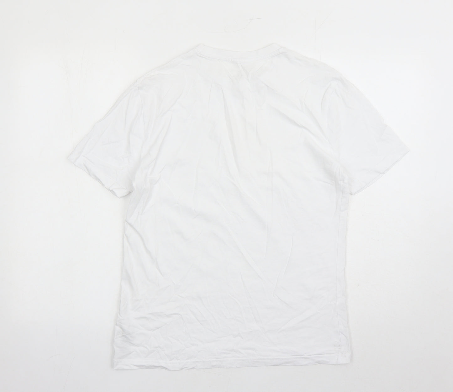 Marks and Spencer Mens White Cotton T-Shirt Size M Crew Neck