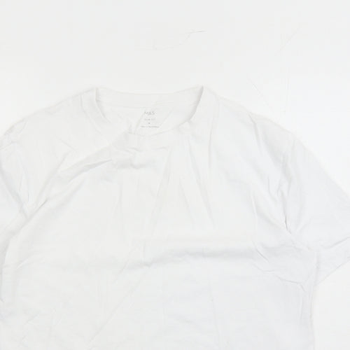 Marks and Spencer Mens White Cotton T-Shirt Size M Crew Neck