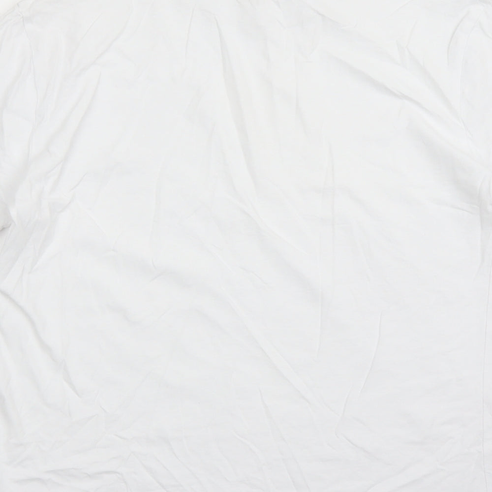 Marks and Spencer Mens White Cotton T-Shirt Size M Crew Neck